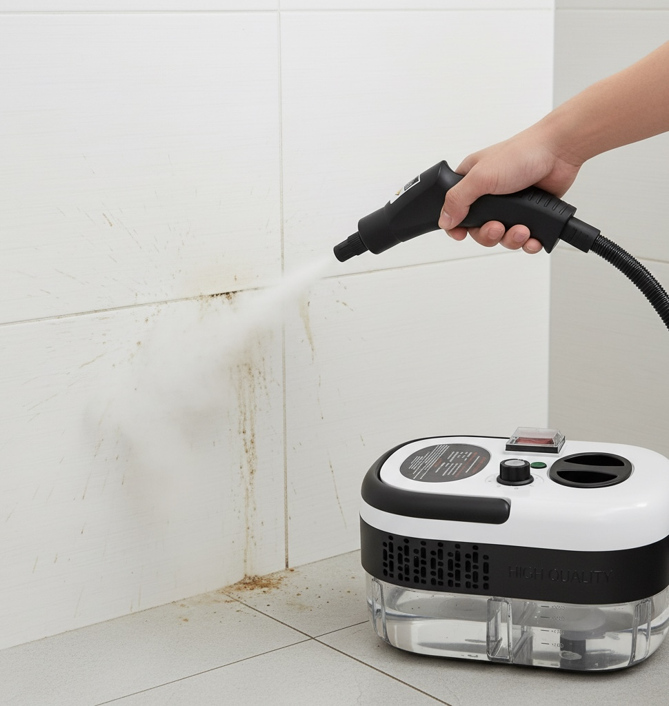 Aparat de Curățat cu Aburi Presurizat, 2500W, Multifuncțional, cu 6 Accesorii, Alb/Negru